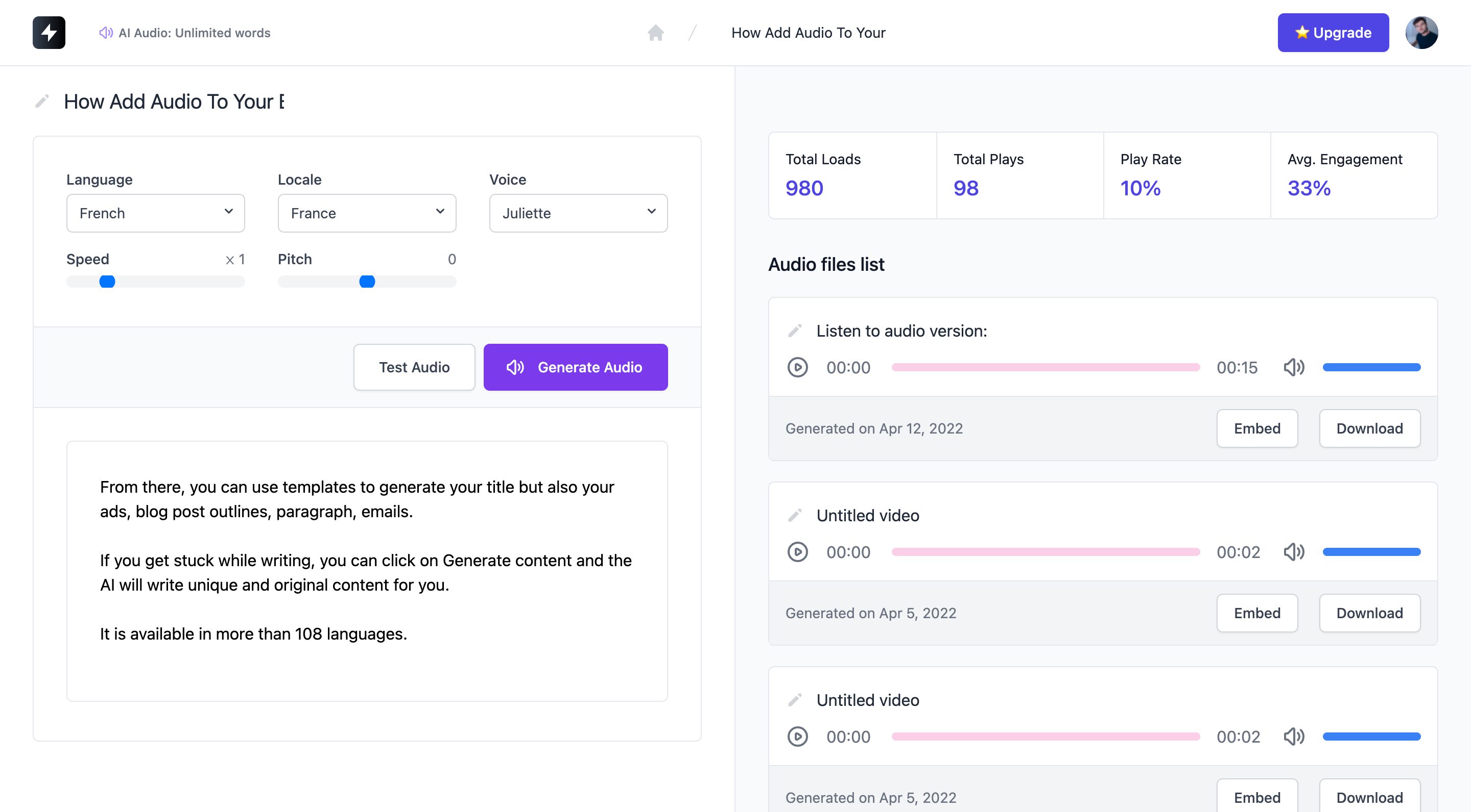 AI Voice app preview